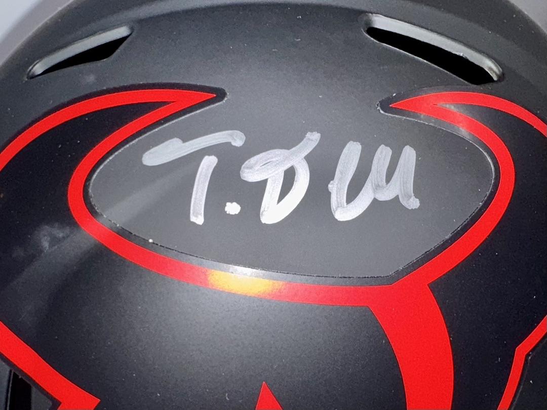 Tank Dell (Texans) signed full size replica Eclipse helmet - Schwartz and Players Ink COA